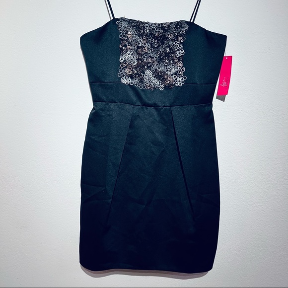 MINI Satin Cocktail Dress Women Size 8 LBD Party Dress NEW TAGS Carmen MarcValvo - Picture 2 of 10